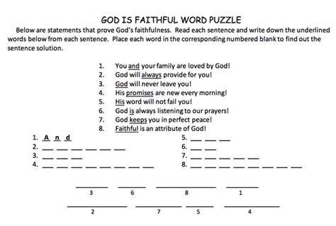 God Is Faithful Word Puzzle Discover God 4 Kids