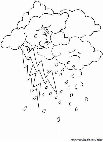 Rain Cloud Coloring Pages Lightning Clouds Weather