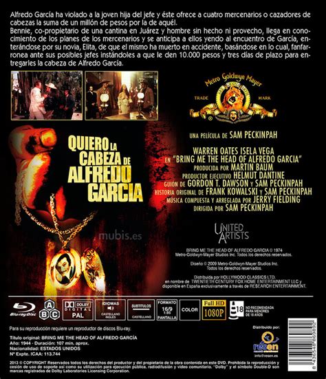 Carátula De Quiero La Cabeza De Alfredo García Blu Ray