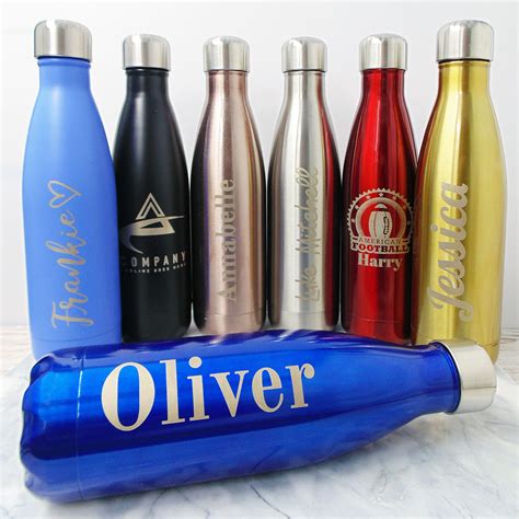 Personalised Stainless Steel Water Bottles 500ml Engraved Name Or Logo