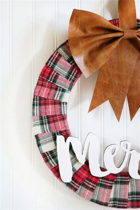 Faux Leather And Flannel Christmas Wreath