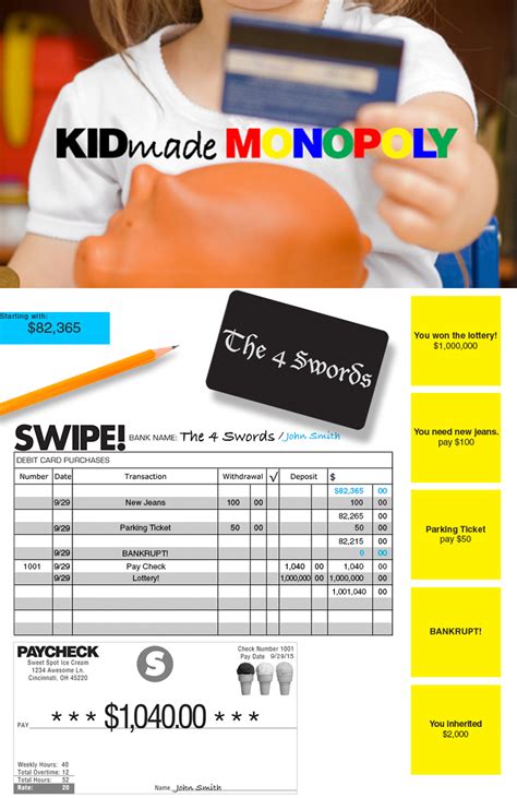When you need to add money to a player's bank account, insert their player card on the left side of the unit and type in the amount you want to add. E is for Explore!: Kid Made Monopoly: Adding & Subtracting ...