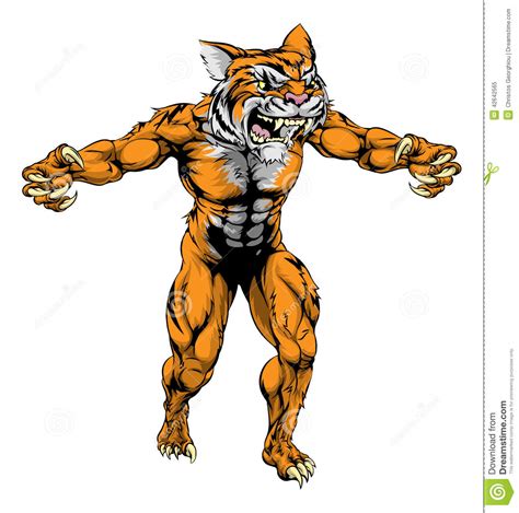 Tiger Scary Sports Mascot Stock Vector Image 42642565
