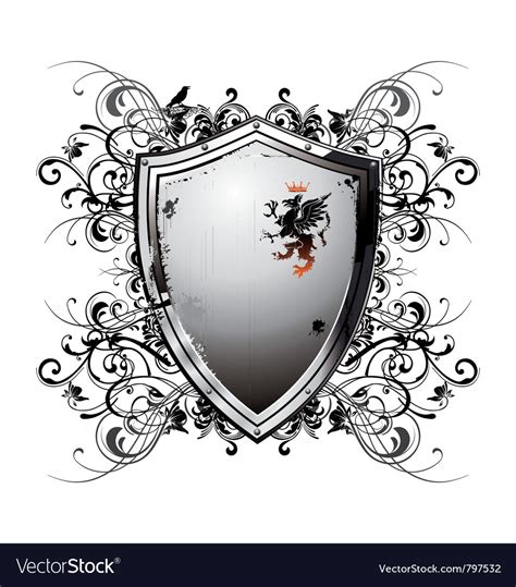Ornate Heraldic Shield Royalty Free Vector Image