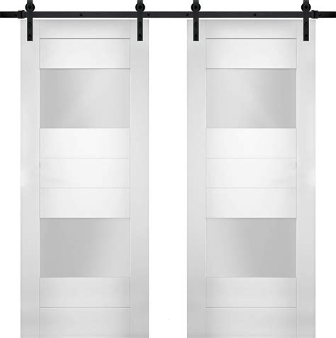 Buy Modern Double Barn Door 60 X 80 Inches With Opaque Glass 2 Lites