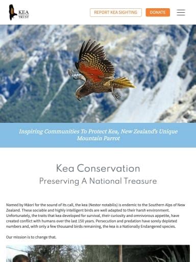 Kea Conservation Trust Avoca Web Design