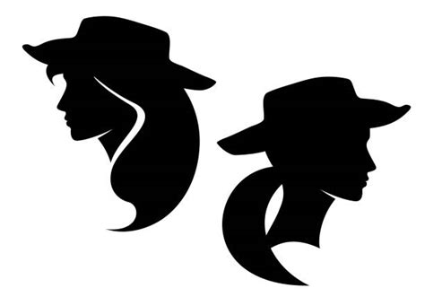 Silhouette Of Pretty Cowgirl Illustrations Royalty Free Vector