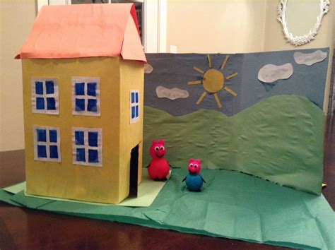 Peppa Pig And George Made With Styrofoam Balls And Play Dough House Is