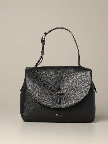Furla Outlet Top Handle Bag In Textured Leather Black Furla