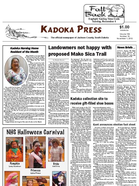 Kadoka Press November 1 2012 George Mc Govern Polling Place