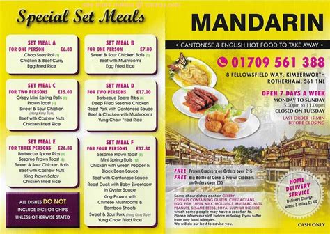 Online Menu Of Mandarin Chinese Takeaway Restaurant Rotherham United Kingdom S61 1nl Zmenu