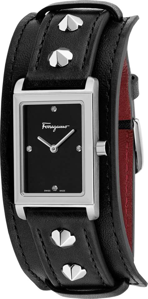 Womens Salvatore Ferragamo Fiore Studs Leather Strap Watch 34mm