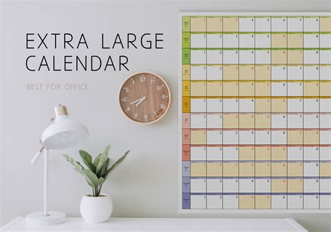 Extra Large Yearly Calendar Printable File High Quality