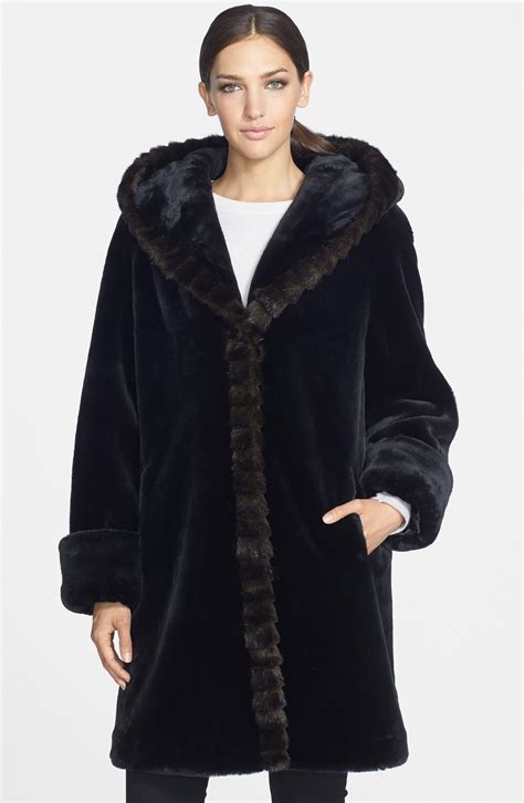 Gallery Hooded Faux Fur Walking Coat Online Only Nordstrom