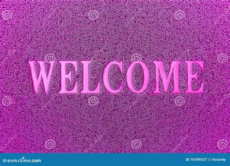 Welcome Purple Door Mat Welcome Carpet Background Stock Image Image