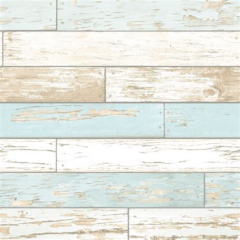 Rustic Wooden Plank Wallpaper Natural White Teal Ilw980072