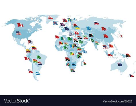 Set Of Flags World Map Royalty Free Vector Image Affiliate World