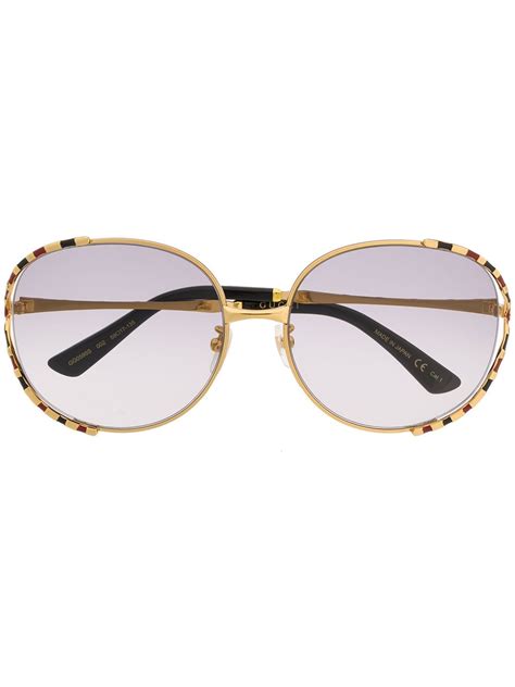 gucci eyewear round frame striped sunglasses farfetch