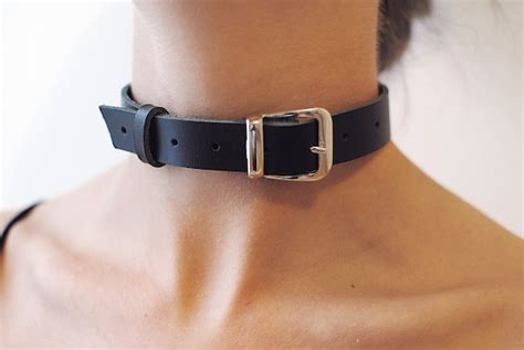 Black Leather Choker Necklace For Women And Men