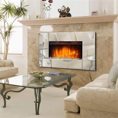 Glowmaster Stafford Widescreen Wall Mounted Electric Mirror Glass Fireplace Glowmaster Uk