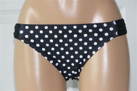 New California Waves Black White Polka Dots Tabs Hipster Bikini Bottom S Small Ebay