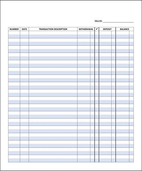 Checkbook Register Free Printable Vilpeace