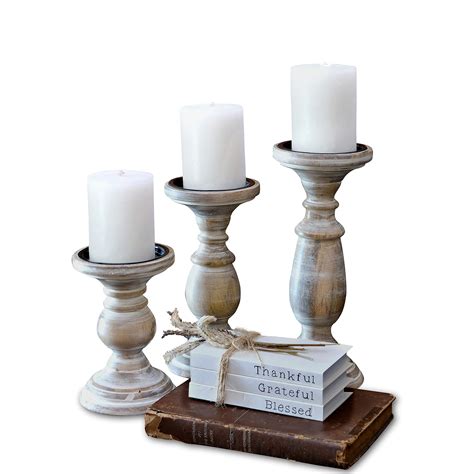 Buy Sets Of 3 Candle Holders For Pillar Candles Wood Pillar Candle