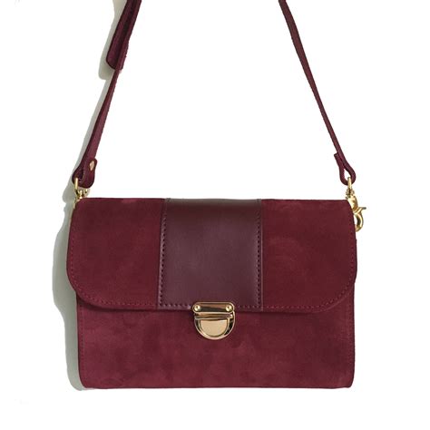 Burgundy Suede Bag Handbag Handmade Uk Mom Gift Real Etsy