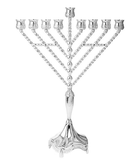 Silver Plated Menorah Rambam Chabad Oil And Candle Menorah
