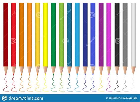Pencils A Set Of Colored Pencils Vector Illustration Stock