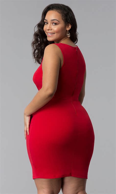 Bodycon Short Red Plus Size Cheap Party Dress