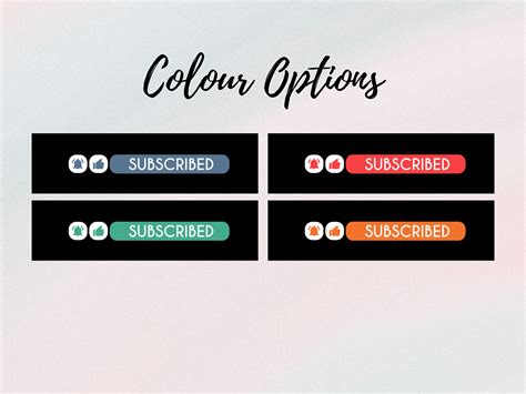 Animated Youtube Subscribe Button 4 Colours With Synced Bell Etsy