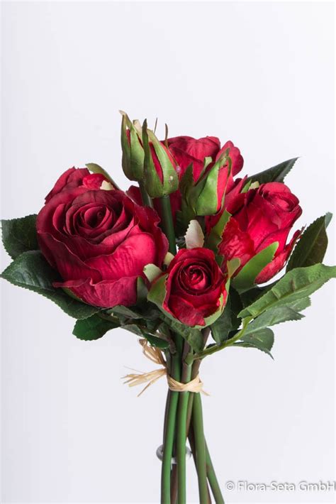 Rosenstrauß Mit 5 Rosen Und 3 Knospen Farbe Rot Dunkelrot 122607444