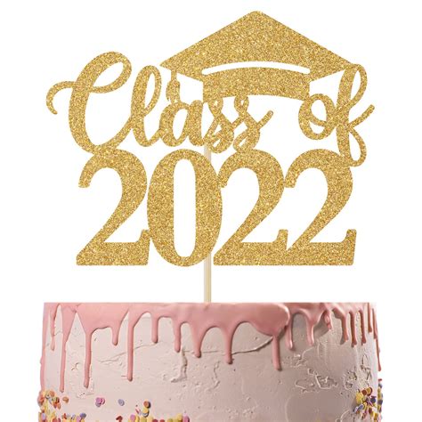 Buy Gold Glitter Class Of 2022 Cake Topper Congrats Grad Supplies