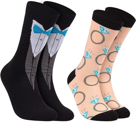 Groom And Bride Crew Socks 2 Pair Novelty Socks Wedding Mode Size