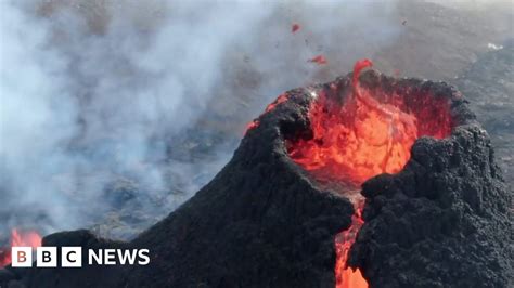 Iceland Close Up Drone Footage Of Volcanic Eruption