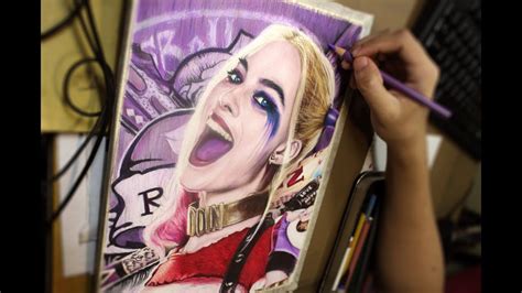 Harley Quinn Colored Pencil Drawing Youtube