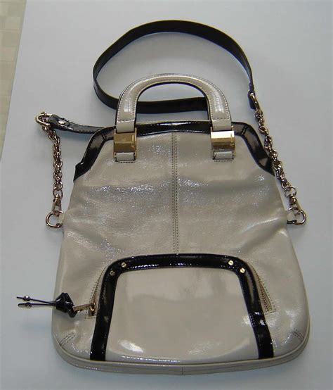 Vintage B MAKOWSKY Genuine Leather Handbag Beige Ivory