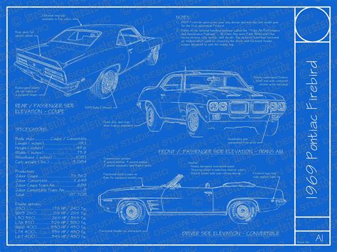 Pontiac Firebird Trans Am Blueprint Poster X Digital Image