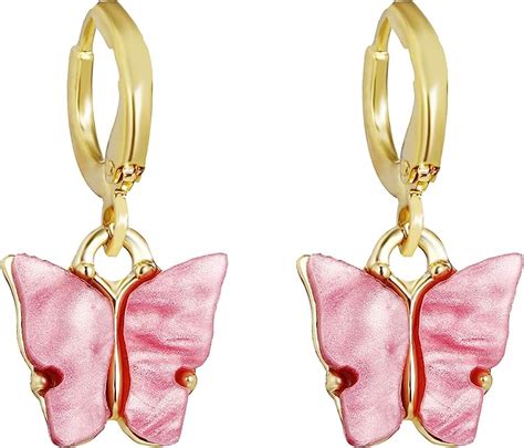Sukokola Cute Pink Butterfly Earrings For Prom Party Butterfly Earrings