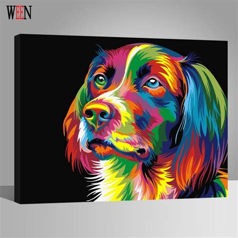 Colorful Dog Abstract Painting Digital Paintng By Numbers Modern