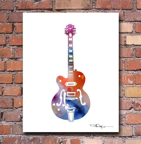 Electric Guitar Art Print Abstract Watercolor Painting Wall Decor