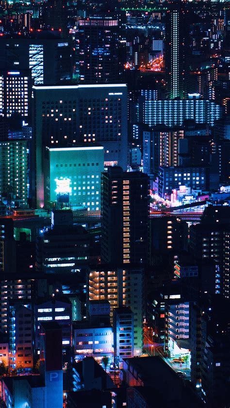 1080x1920 Neon City Buildings Lights Hd Photography 5k For Iphone