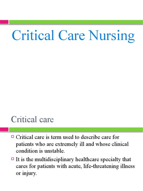 Critical Care Nursing A Comprehensive Overview Of The Principles