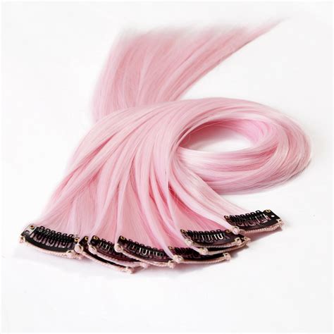 10pcs 20 Clip In Synthetic Hair Extensions Straight Colored Highlight