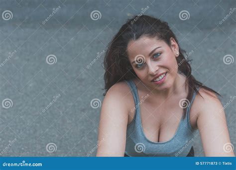 portrait of a beautiful curvy girl posing in an urban context stock image image of lady