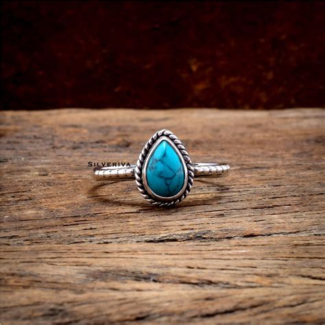Silver Turquoise Ring Turquoise Ring Sterling Silver Ring Etsy