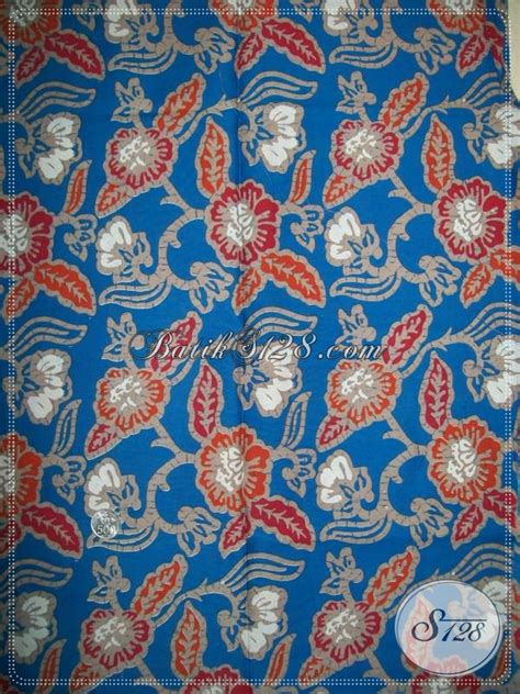 Kain Batik Motif Bungabatik Warna Biru Untuk Baju Wanita Trendy K1018p