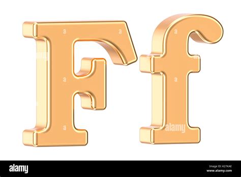 English Golden Letter F 3d Rendering Isolated On White Background