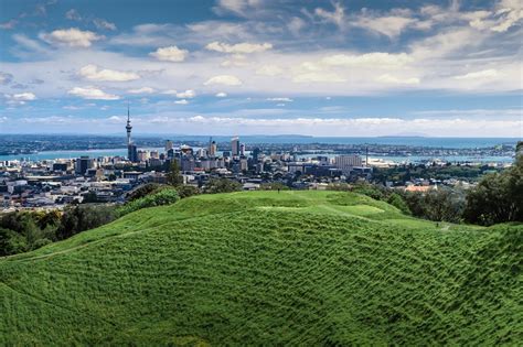 View Of The Skyline Of Auckland New Zealand From Mt Eden